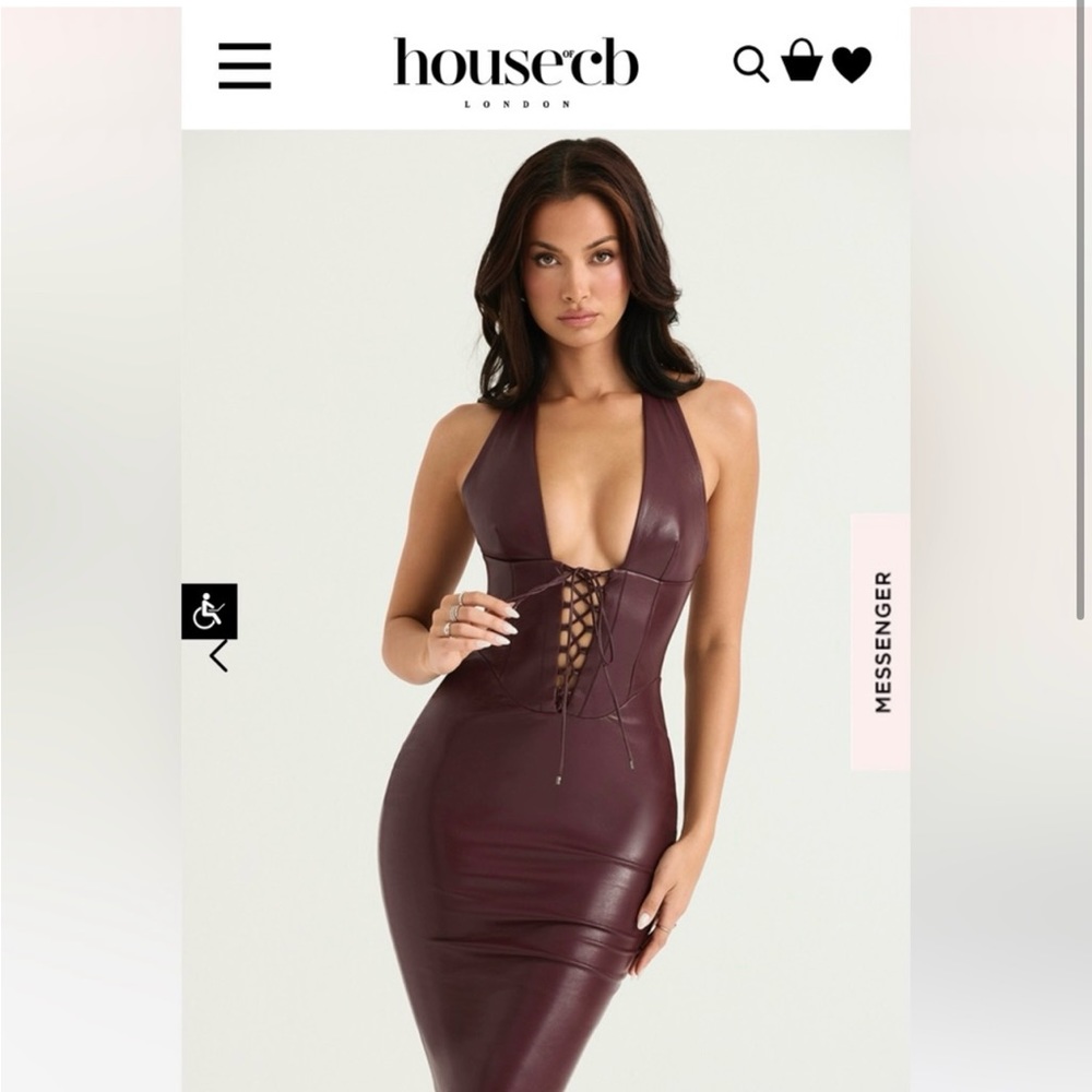 House of CB Jaquetta vegan leather midi dress